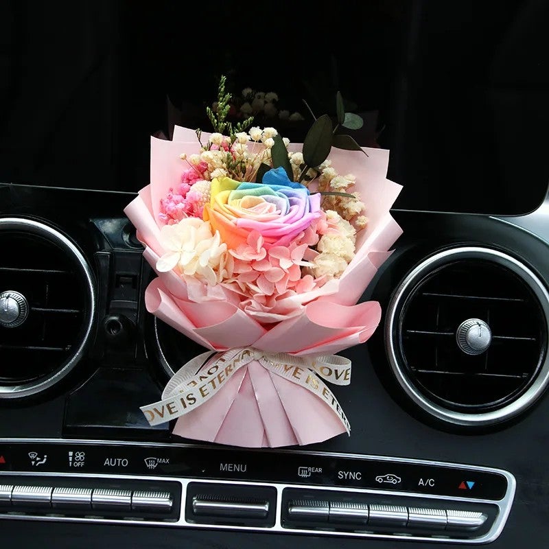 Y&D Handmade Mini Bouquet Car Air Freshener - Dried Flower Vent Clip Perfume - Natural Dried Plants Fragrance Diffuser for Auto - Image 1