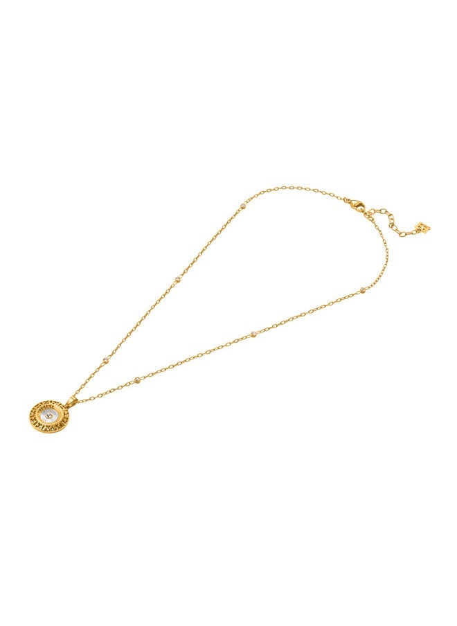 ESCADA Naomi Necklace for Women Circular Mother-of-Pearl Pendant, Crystal Accents, Bold and Graceful Sophistication - Image 2