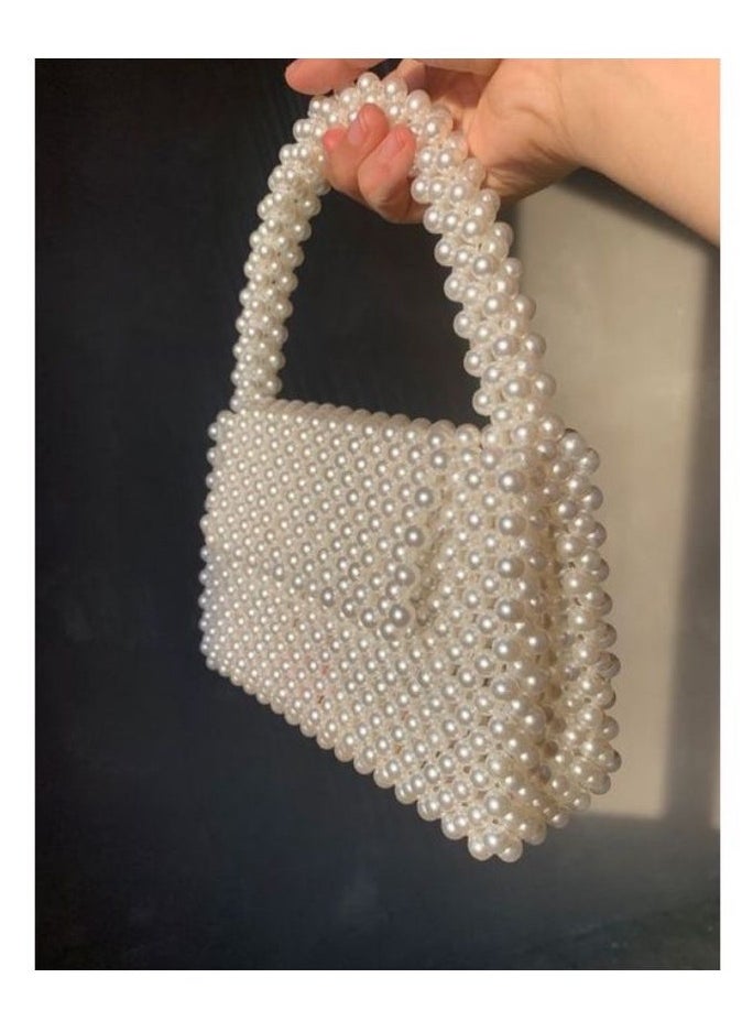 Generic - Handmade bag - handbag - fluffy pearls Off-white - Image 1