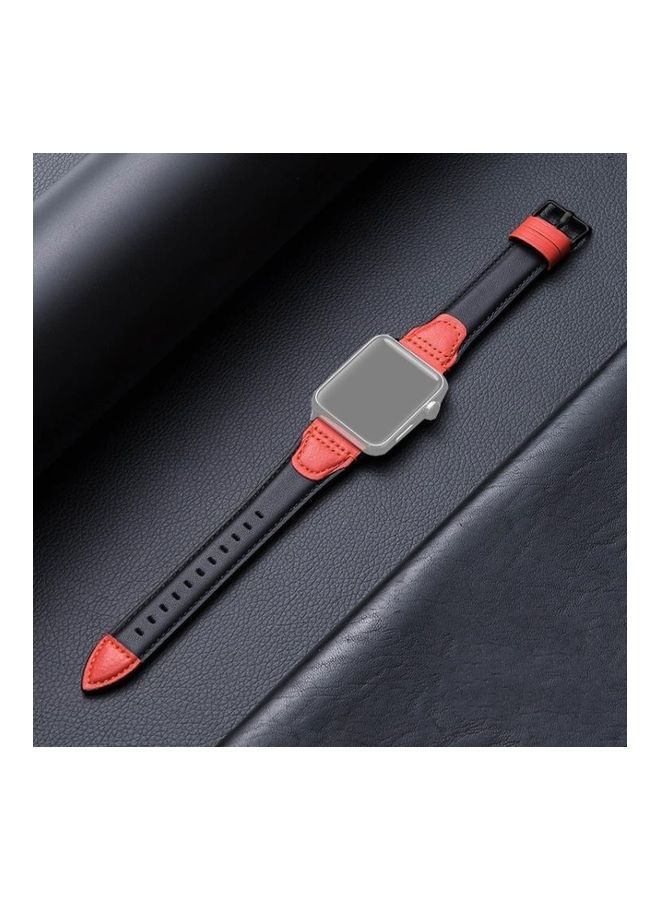 NIBEMINENT Ethnic Replacement Watchband for Apple Watch Series 1/2/3/4/5/6/7/SE 38/40/41mm Black/Red - Image 1