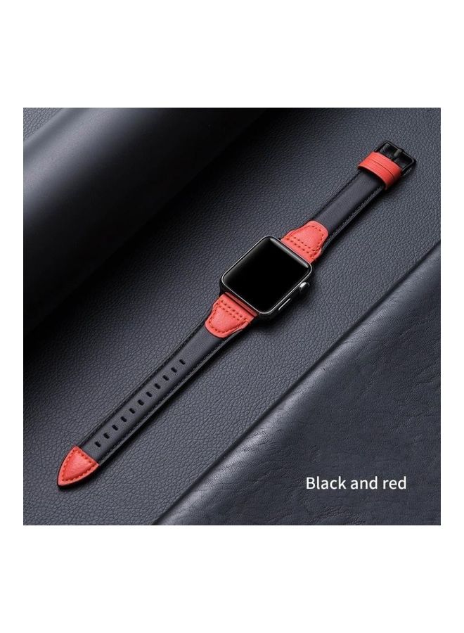 NIBEMINENT Ethnic Replacement Watchband for Apple Watch Series 1/2/3/4/5/6/7/SE 38/40/41mm Black/Red - Image 2