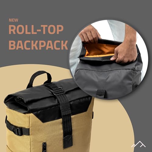 Tripole Tusker Roller Top Laptop Backpack for Daily Use and Travelling | Water-repellent fabric, Anti Theft Pockets and Expandable size (Khaki) - Image 5