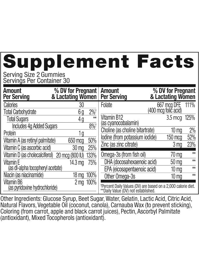OLLY Olly The Essential Prenatal Gummy Multivitamin, 30 Day Supply ( Gummies), Sweet, Folic Acid, Vitamin D, Omega 3 DHA, Chewable Supplement, White Citrus, 60 Count (Pack of 1)  - Image 3