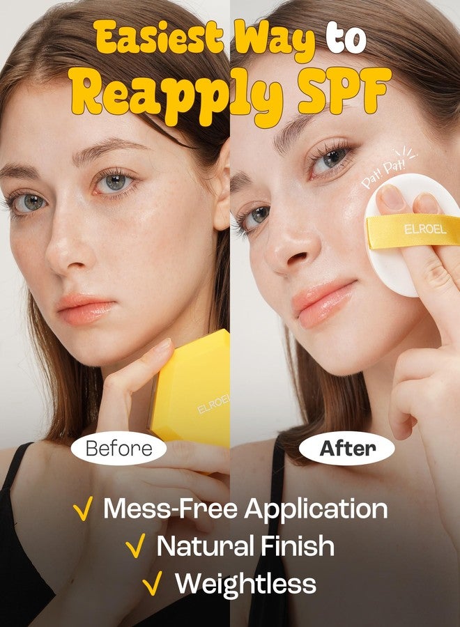 ELROEL Pang Pang Sun Cushion Plus - Korean Hypoallergenic & Lightweight Sunscreen with Puff Sponge - Broad Spectrum SPF50+ PA++++ (0.53 oz) - Image 5