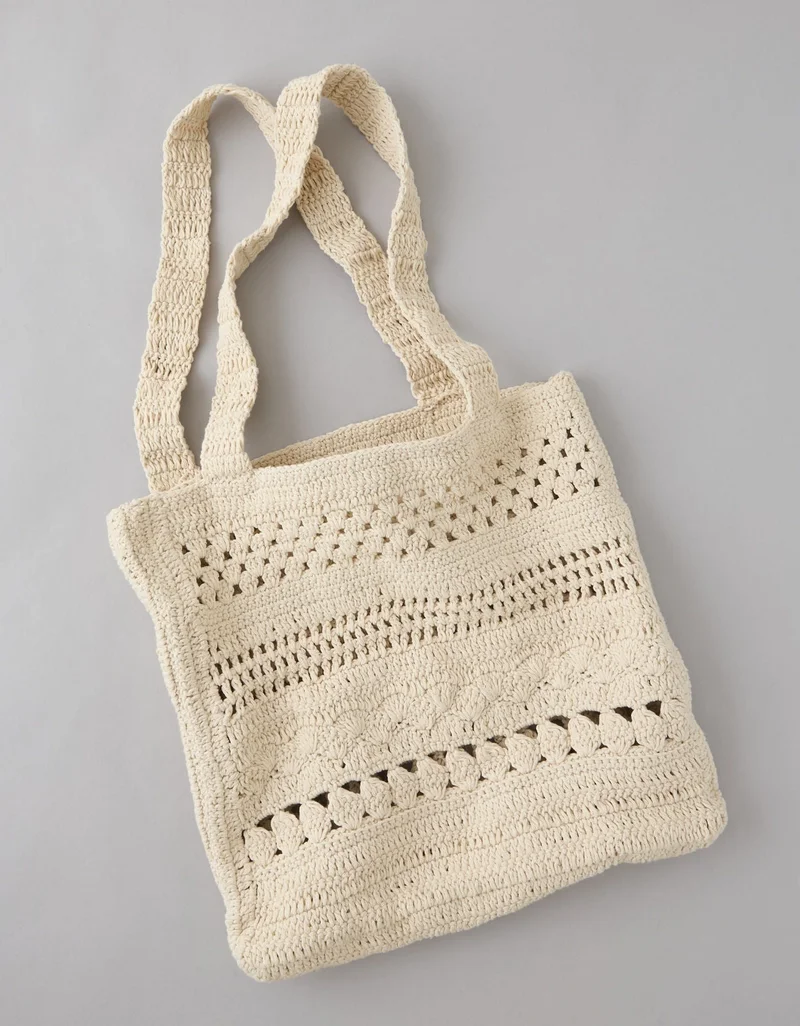 American Eagle AE Crochet Knit Tote Bag