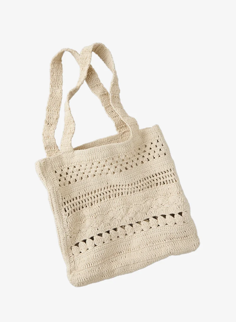 American Eagle AE Crochet Knit Tote Bag