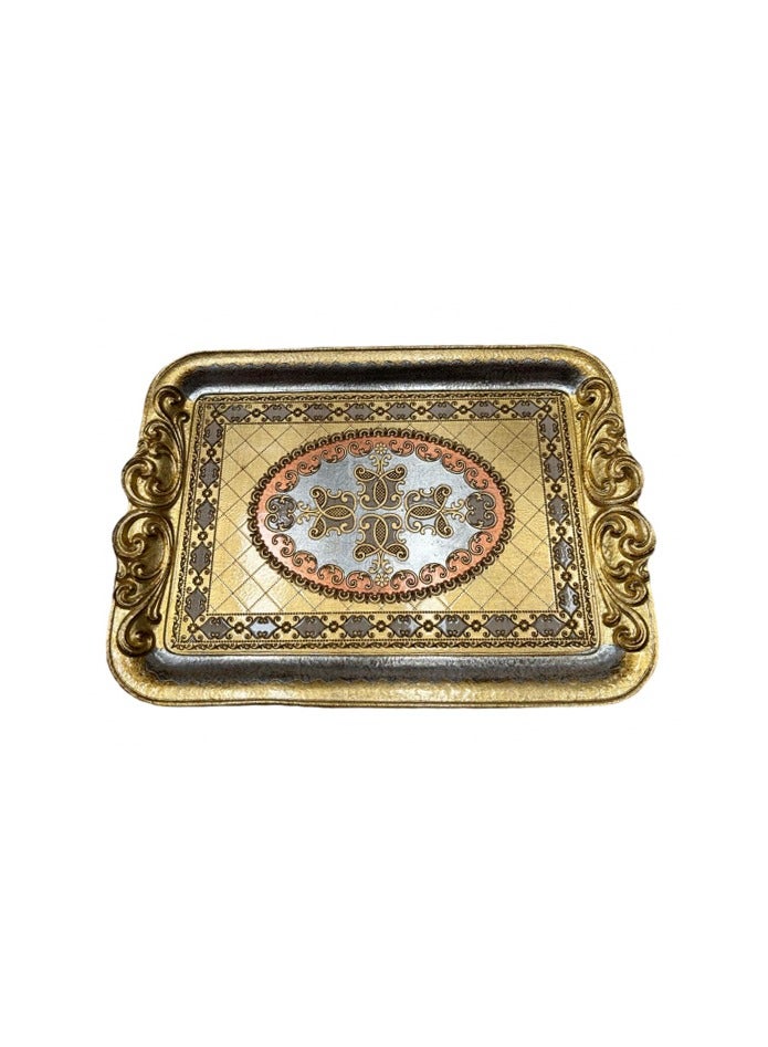 SEZZATINI ALBIZI RECTANGLE WOODEN TRAY WITH HANDLE 37X49CM, VL-234-5-3836