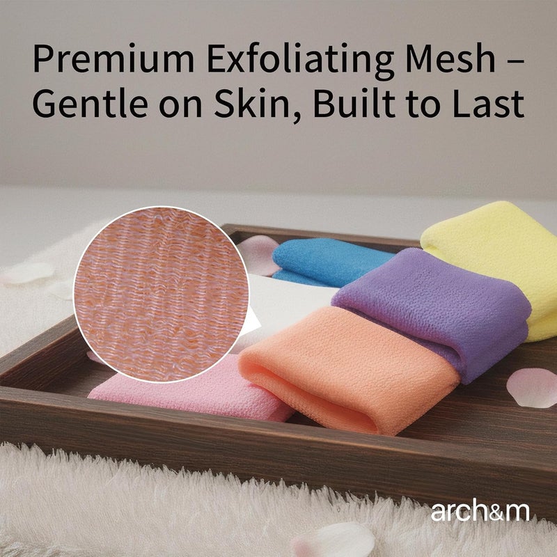 ARCH&M Back Scrubber & Exfoliating Washcloth, 3 Pack | 35-Inch Japanese Towel, Premium Nylon Mesh, For Back Acne & Rough Skin, Full Body Cleansing - Image 3