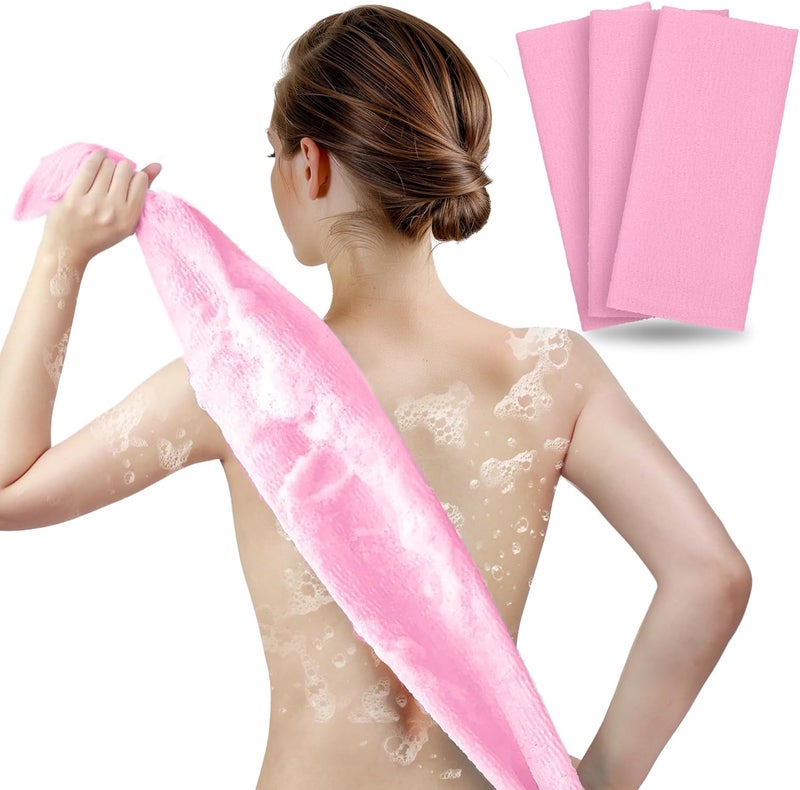 ARCH&M Back Scrubber & Exfoliating Washcloth, 3 Pack | 35-Inch Japanese Towel, Premium Nylon Mesh, For Back Acne & Rough Skin, Full Body Cleansing - Image 1