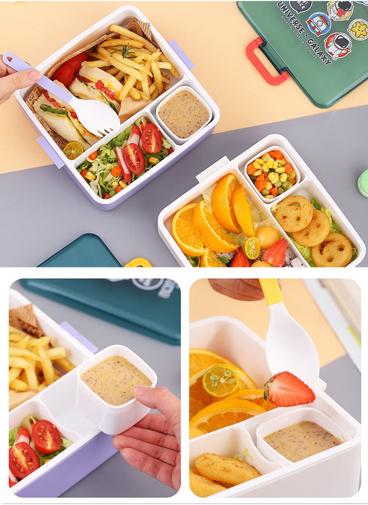 Perfii Bento Lunch Box for Kids with Cutlery, 1100ml Leak Proof Food Container for Children  - Image 5