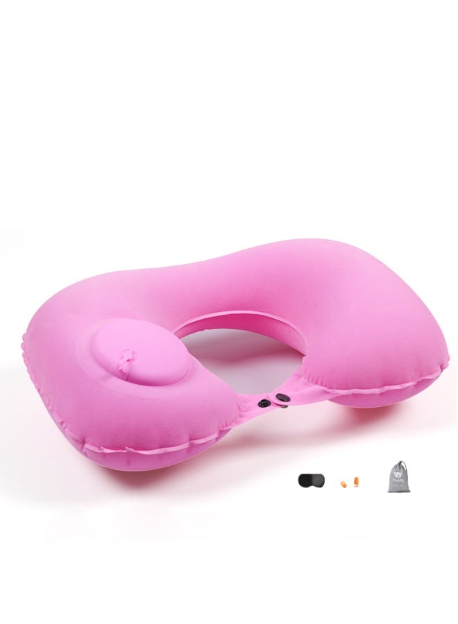 "رمادي القمر - نسيج نسيجي، مجموعة السفر من وسادة الرقبة المضغوطة القابلة للإضفاء الهواء على شكل U - غطاء من حرير اللبن المريح التنفسي، وسادة الرقبة والرأس المحمولة مع قناع النوم وموقد الأذن وأكياس التخزين، لاستخدامها في الطائرة والسيارة والقطار والباص والمنزل " - Image 3