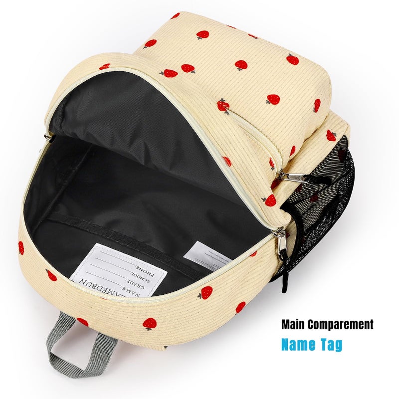 STEAMEDBUN Corduroy Toddler Backpack for Girls Boys 2-4, Kids Preschool Backpack for Kindergarten - Strawberry - Image 5