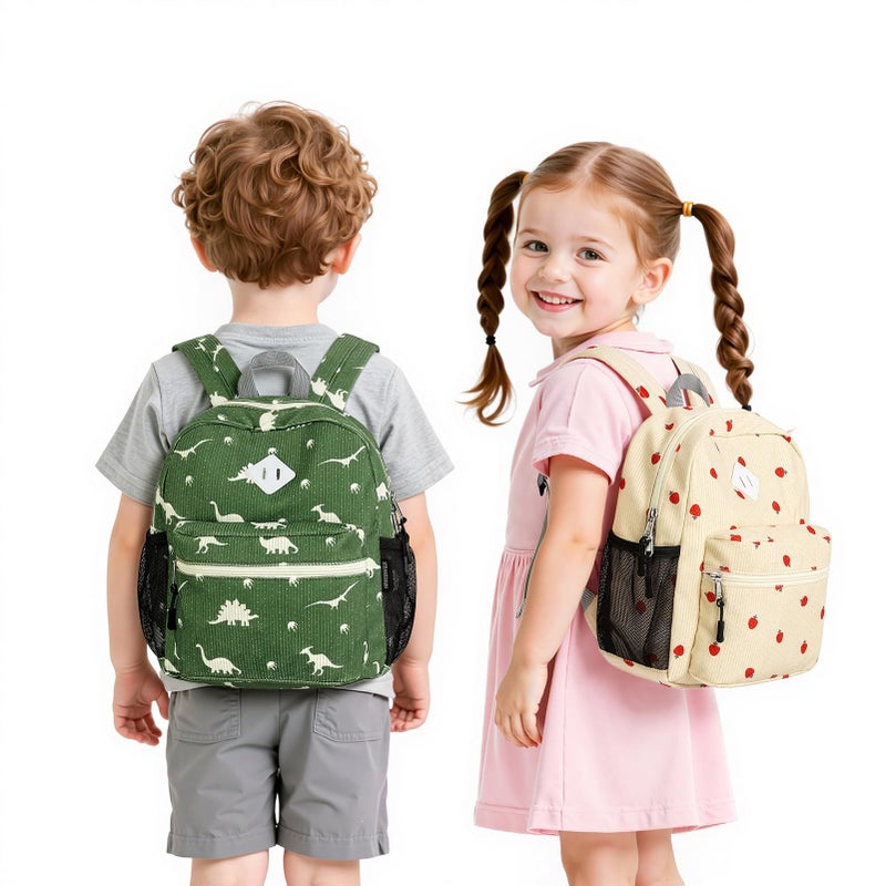 STEAMEDBUN Corduroy Toddler Backpack for Girls Boys 2-4, Kids Preschool Backpack for Kindergarten - Strawberry - Image 4