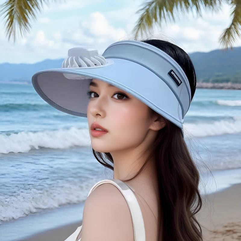Fan Hat with Solar Fan, Adjustable, Sun Protection, Large Brim, Unisex - Image 2