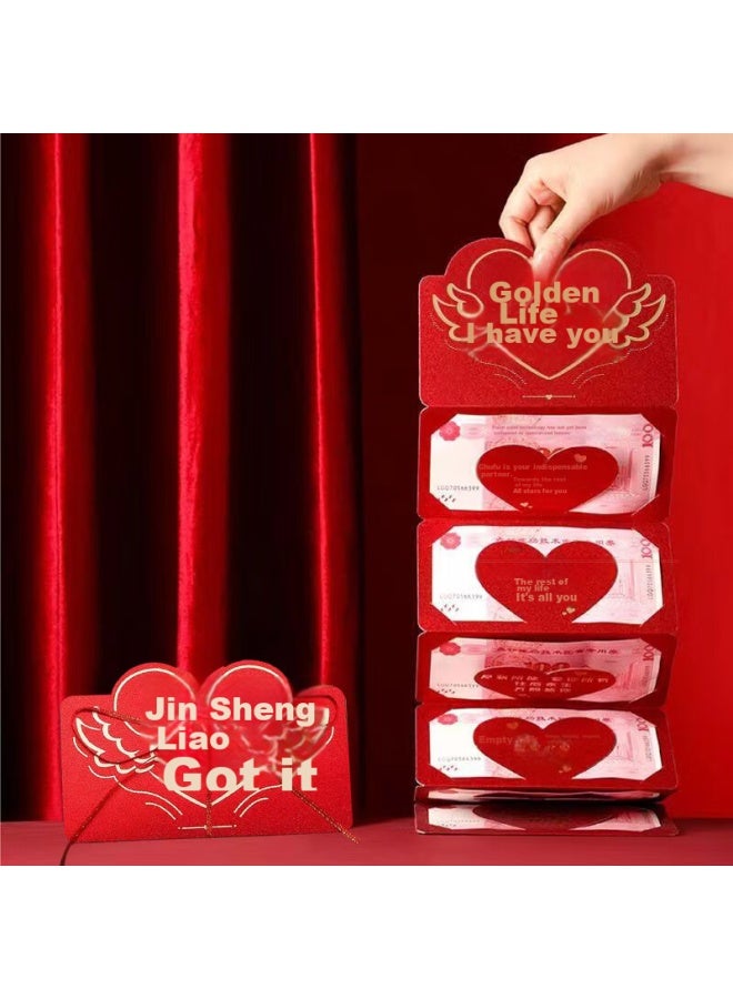 Green Reed Qingwei Valentine's Day Proposal Confession Ceremonial Folding Red Envelope Gift For Wife, Birthday Present For Couples, "you'll Be With Me For The Rest Of My Life" 6 Cards - Image 5