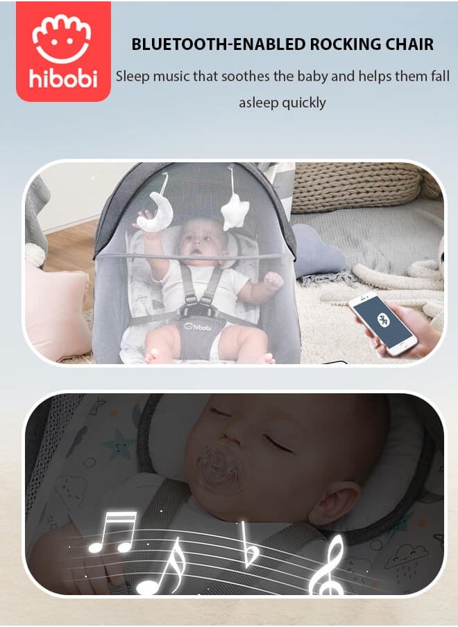 hibobi Smart Large Baby Rocking Chair – Bluetooth Music, 5 Adjustable Speeds, Silent Swing, Anti-Slip and Stable, Suitable for Ages 0–12 Months, for Indoor and Outdoor Use.  - Image 3