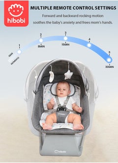 hibobi Large Intelligent Baby Rocking Chair, Bluetooth Music, 5-Speed Adjustment, Silent Swing, Anti-Slip & Stable, for 0-24 Months, Indoor & Outdoor Use, Portable Baby Soother with Remote & Toys  - Image 2