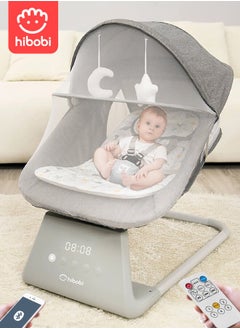 hibobi Large Intelligent Baby Rocking Chair, Bluetooth Music, 5-Speed Adjustment, Silent Swing, Anti-Slip & Stable, for 0-24 Months, Indoor & Outdoor Use, Portable Baby Soother with Remote & Toys  - Image 1