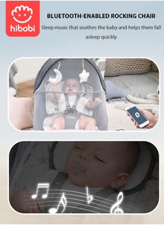 hibobi Large Intelligent Baby Rocking Chair, Bluetooth Music, 5-Speed Adjustment, Silent Swing, Anti-Slip & Stable, for 0-24 Months, Indoor & Outdoor Use, Portable Baby Soother with Remote & Toys  - Image 3