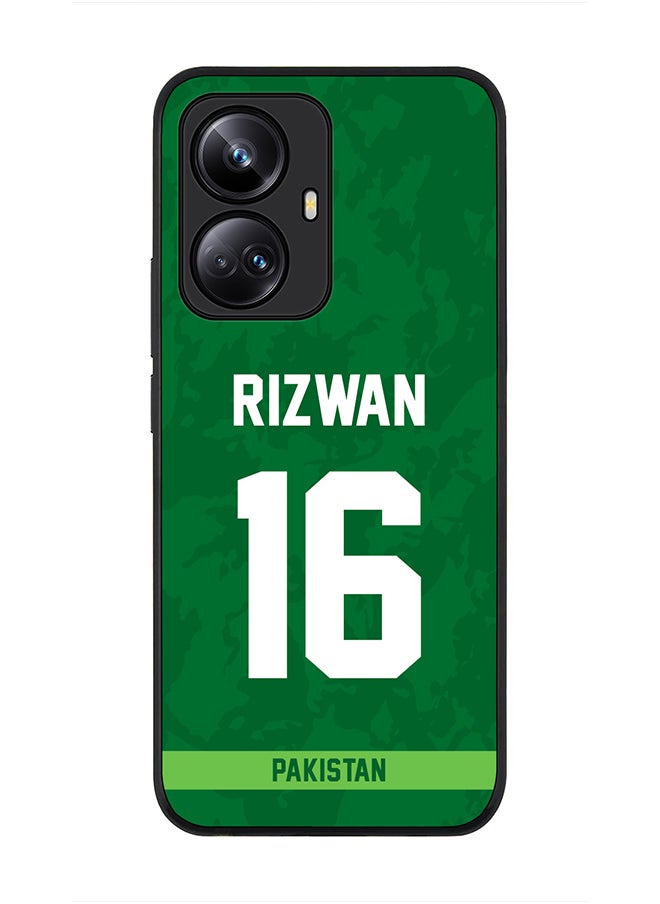 Stylizedd - Cover for Realme 10 Pro Plus 5G Case , Rugged Black Slim fit Flexible Thin Protective Phone Cases - Player Name - Mohammad Rizwan, Jersey Number- 16 - Image 1