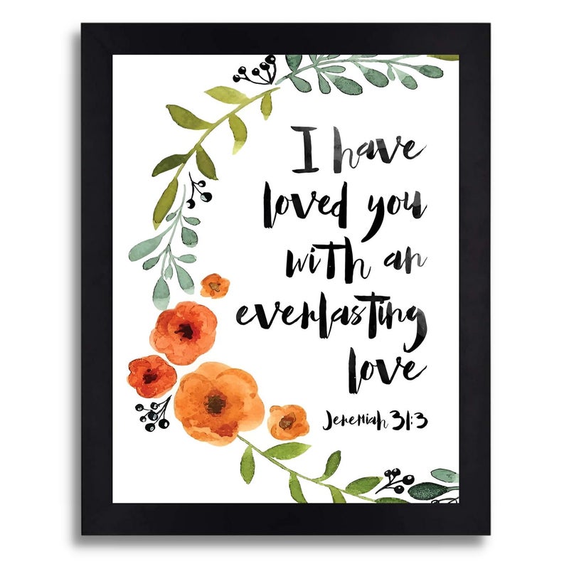 Interio Crafts Bible Verse Wall Frame Inspirational Jesus Quote Poster with Frame Christian Wall Decor Jeremiah 313 Synthetic Wood 13x10 Inches - Image 1
