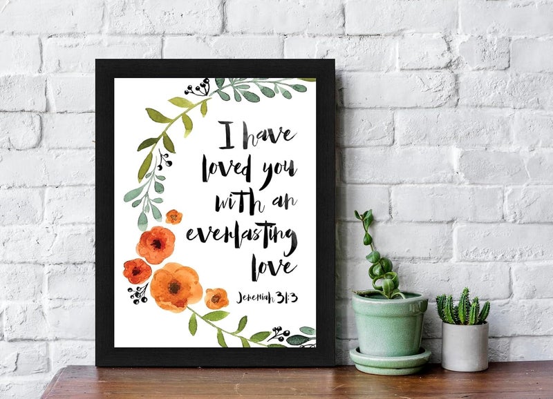 Interio Crafts Bible Verse Wall Frame Inspirational Jesus Quote Poster with Frame Christian Wall Decor Jeremiah 313 Synthetic Wood 13x10 Inches - Image 2