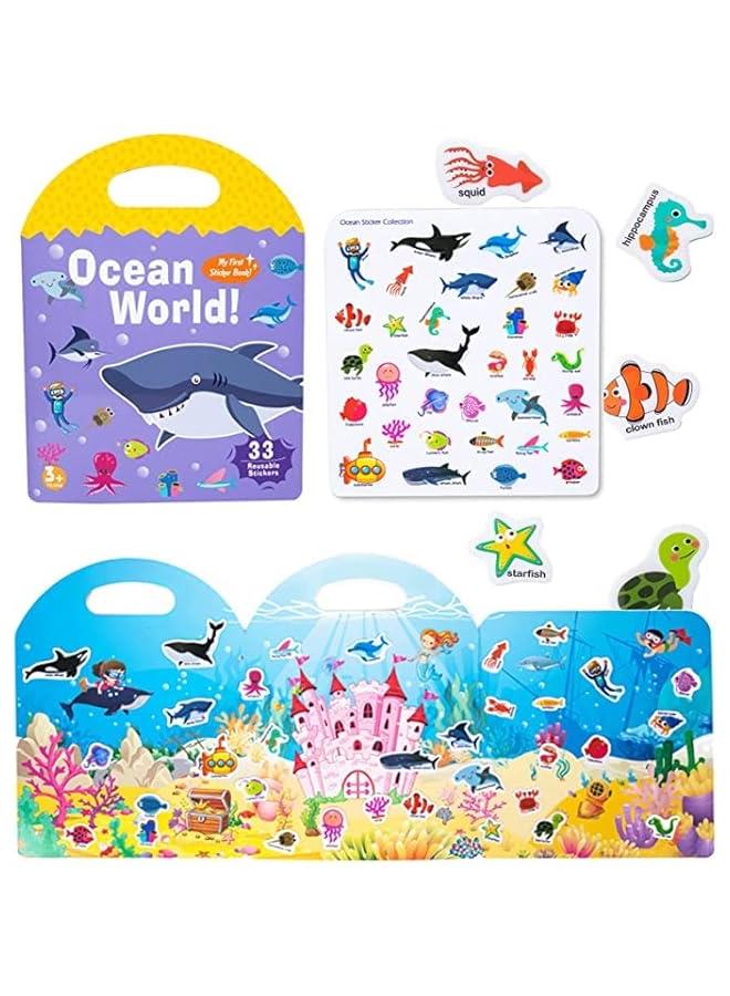 MIXDE Kids Montessori Busy Book,Portable Jelly Sticker Quiet Book for Toddlers,Preschool Learning Activities Travel Toys (Ocean) - Image 1