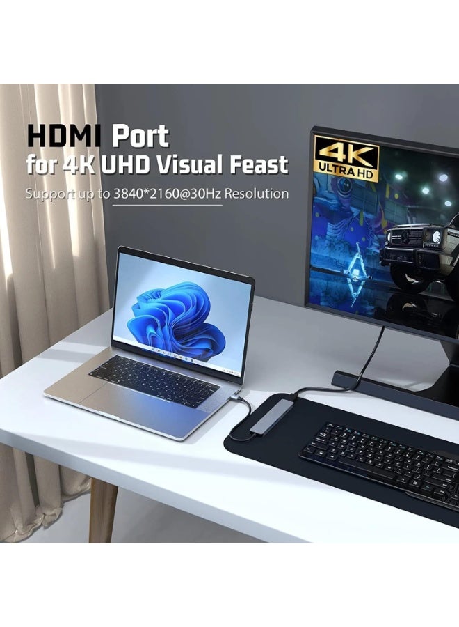 سيتي محول USB C Hub 7 في 1 من CITE من النوع C مع منافذ HDMI3 USB بدقة 4K وقارئ بطاقات SD TF متوافق مع أجهزة MacBook Pro Air والكمبيوتر المحمول وiPhone 15 و16 و17 - Image 3