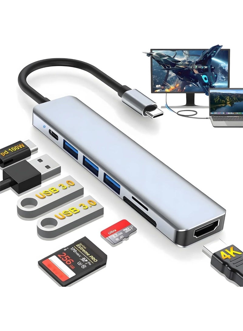 سيتي محول USB C Hub 7 في 1 من CITE من النوع C مع منافذ HDMI3 USB بدقة 4K وقارئ بطاقات SD TF متوافق مع أجهزة MacBook Pro Air والكمبيوتر المحمول وiPhone 15 و16 و17 - Image 1