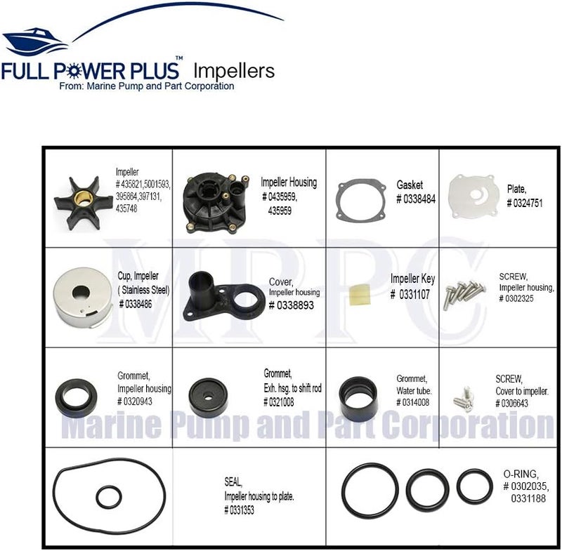 Full Power Plus Water Pump Repair Kit Replacement With Housing for Johnson Evinrude V4 V6 V8 85-300HP Outboard Motor Parts 5001594 - Image 2