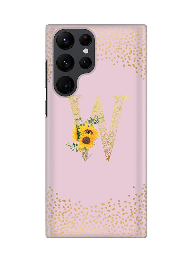 Stylizedd Monogram Slim Cover for Samsung Galaxy S22 Ultra 5G Case Custom Initials Letter Floral Pattern Snap Series Mobile Cover Matte Alphabet  - W (Pink) - Image 1