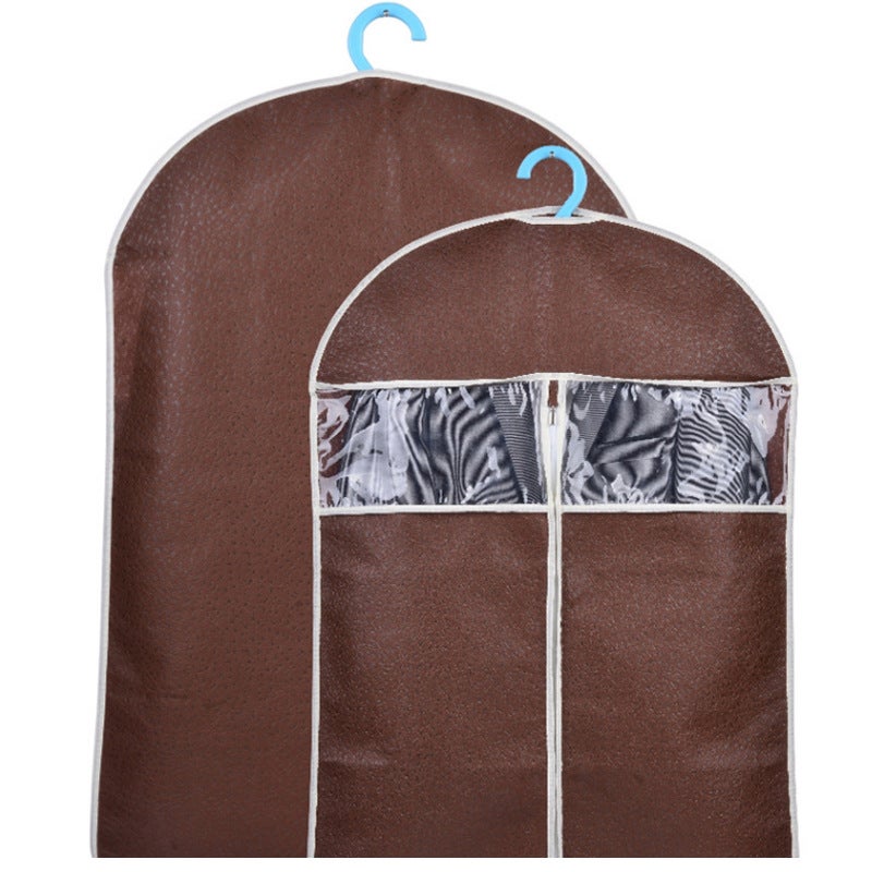 Dust Bag Window-opening Suit Clothes Dust Cover Transparent Clothes Cover Hanging Bag Coat Dust Bag Storage Coffee 