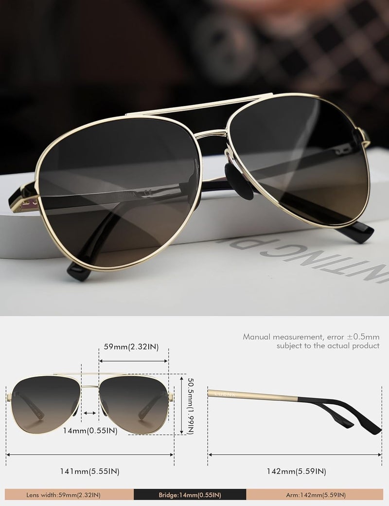 LUENX Aviator Sunglasses for Men Women Polarized - UV400 Protection, Stylish Shades, Driving, Outdoor Activities - Image 2
