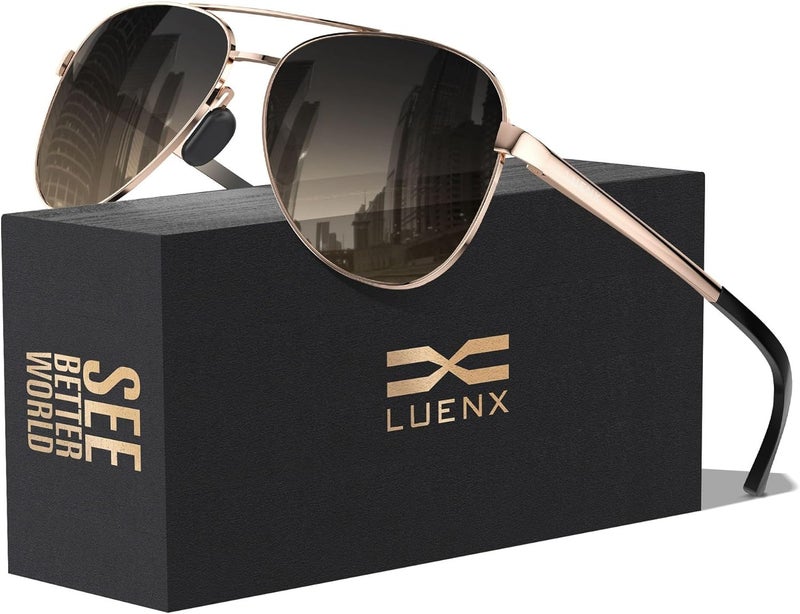 LUENX Aviator Sunglasses for Men Women Polarized - UV400 Protection, Stylish Shades, Driving, Outdoor Activities - Image 1