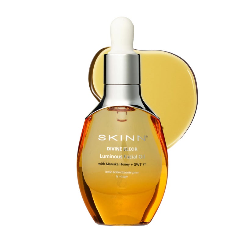SKINN Anti-Aging Luminous Face Oil for Sensitive Dry & Mature Skin - Lightweight, Non-Greasy Facial Oil Reduces Fine Lines & Wrinkles - Manuka Honey & Vitamin C - Moisturizing Oil for Deep Hydration - Image 1