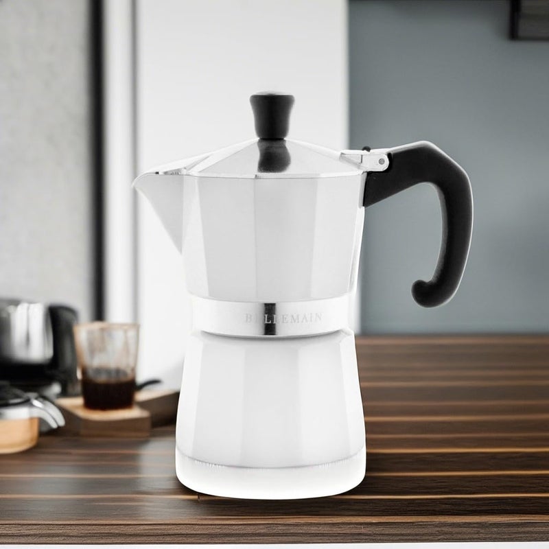 Bellemain Stovetop Espresso Maker Moka Pot (White, 3 Cup) - Image 5