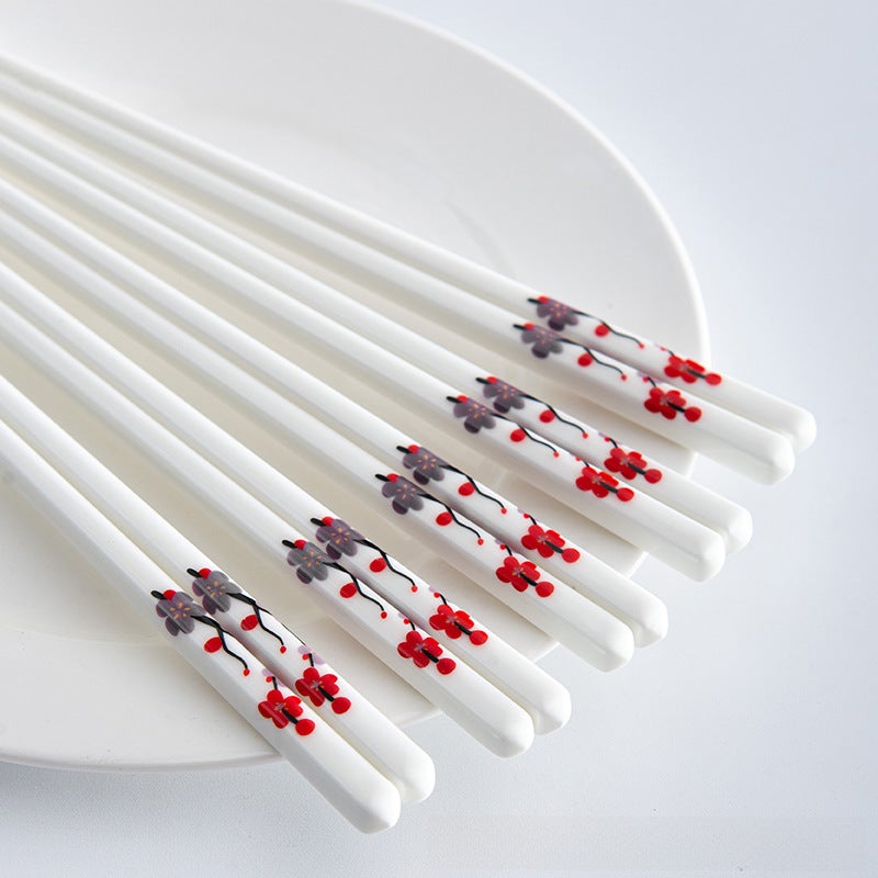 Ceramic Chopsticks Non-slip Heat-resistant Plum blossom chopsticks 