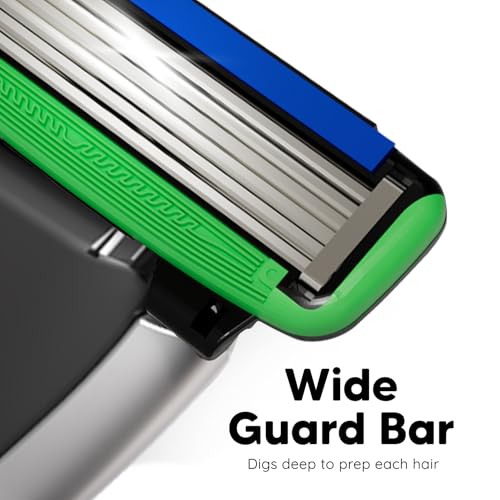 LetsShave Pro 6 Sensitive Shaving Razor Value Set, 4 Blades 1 Handle + Razor Cap, World's First 6-Blade Razor with Precision Back Blade Argan Oil & Aloe Vera Infused moisturizing strip, Shaving Kit - Image 4