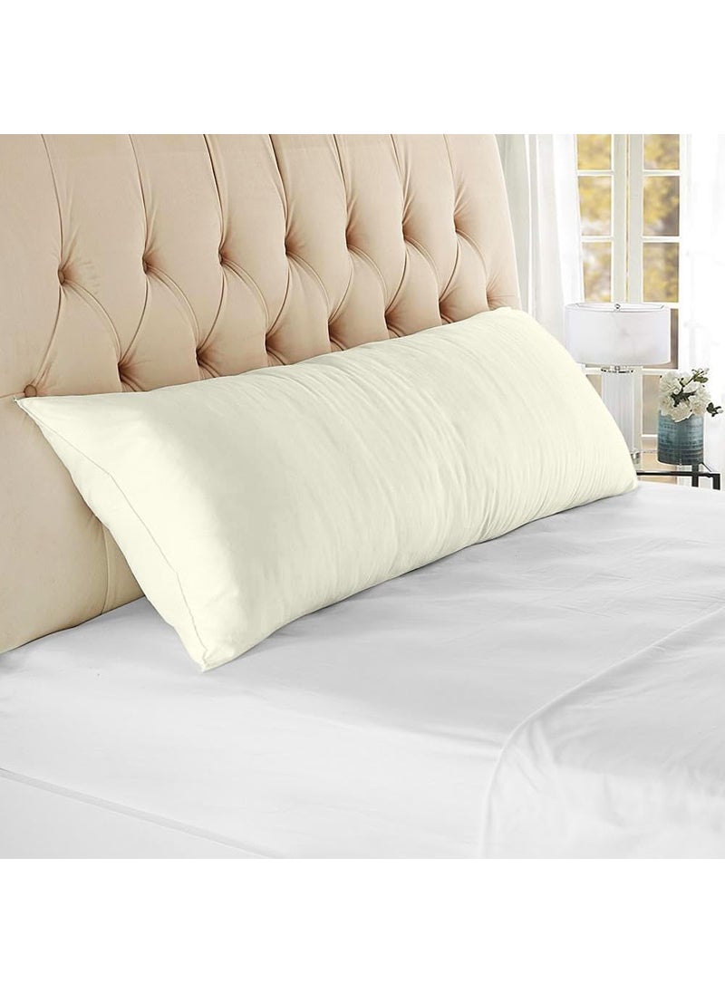 SGI bedding SGI Body Pillow Cover 100 Smooth Egyptian Cotton 600 TC Luxurious Breathable Cooling Body Pillow Cover Solid Cream 21x56 Pack of 1 Envelope Style 
