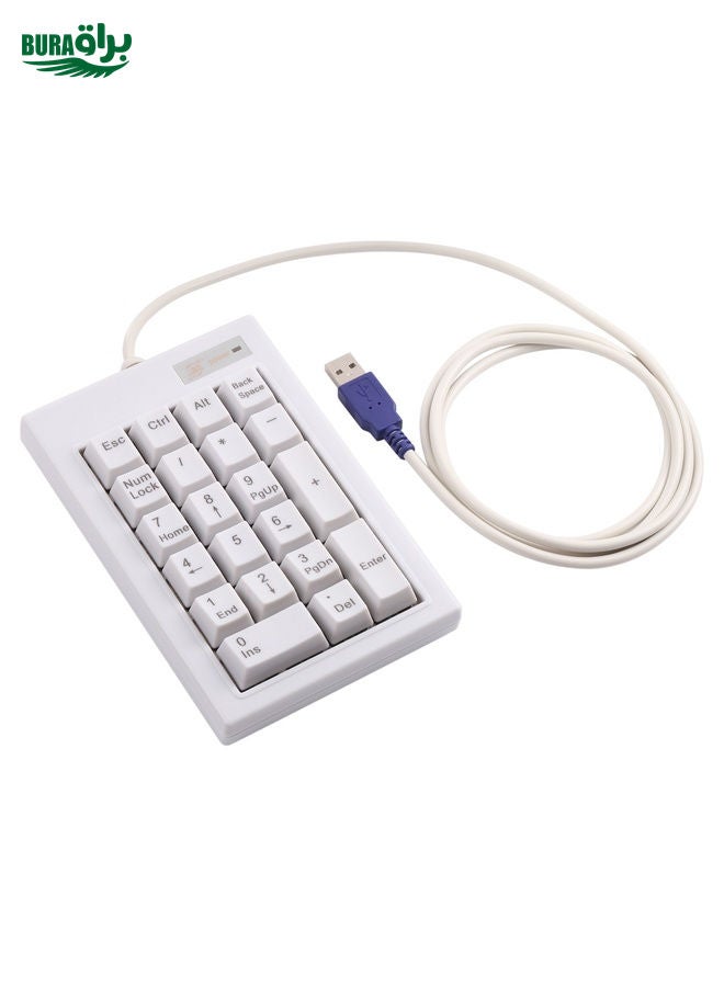 DX-21A 21-keys USB Wired Mechanical Black Shaft Mini Numeric Keyboard(White)
