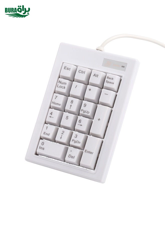 DX-21A 21-keys USB Wired Mechanical Black Shaft Mini Numeric Keyboard(White)