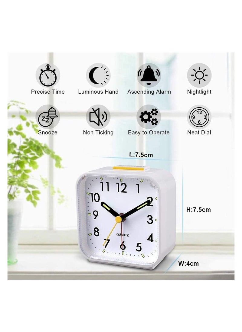 SYOSI - Silent Alarm Clock Bedside Clock Without Clicking Sound Battery Powered Bedside Clock Travel Alarm Clock Basic Bedroom Clock - Image 1