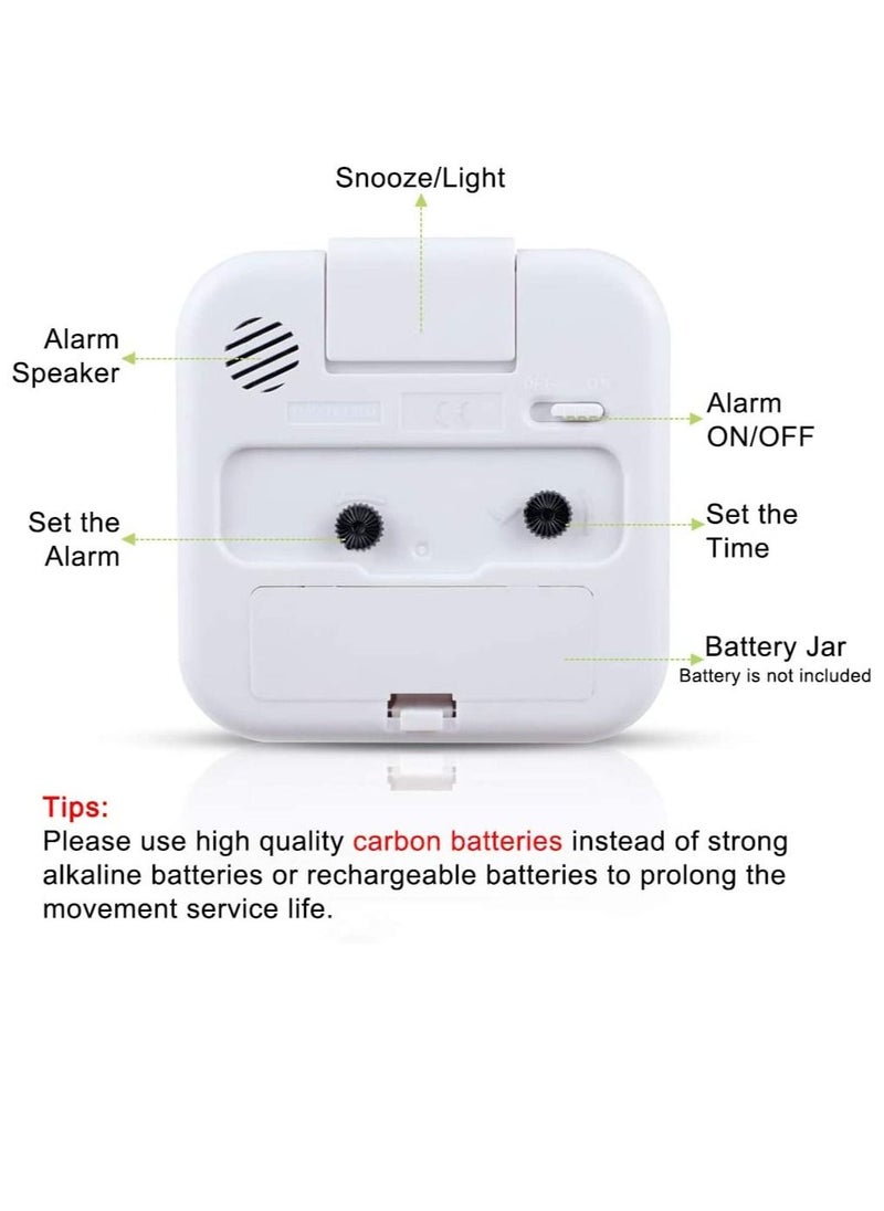 SYOSI - Silent Alarm Clock Bedside Clock Without Clicking Sound Battery Powered Bedside Clock Travel Alarm Clock Basic Bedroom Clock - Image 1