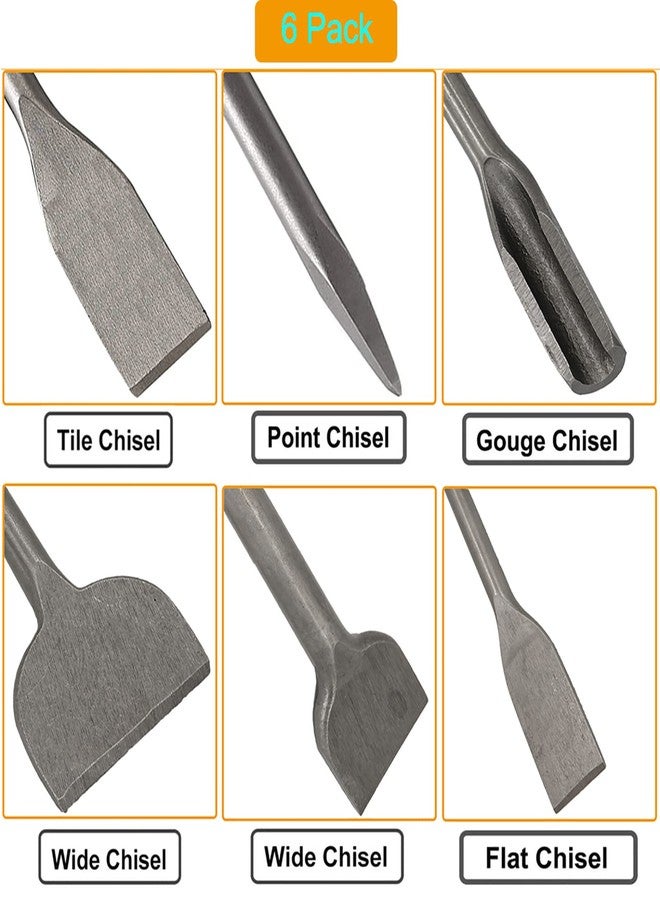 KAKO SDS Plus Hammer Drill Chisel Set, Rotary Hammer Bits Set Including Tile Grooving Scrapping Flat Point Scaling Chisel for Tile Masonry Concrete Brick Stone Work - Image 2