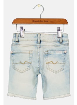 7 FOR ALL MANKIND Toddlers Girl Washed Denim Shorts, Blue  - Image 2