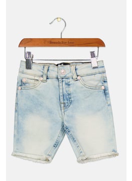 7 FOR ALL MANKIND Toddlers Girl Washed Denim Shorts, Blue  - Image 1