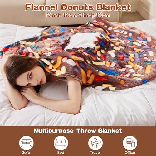SeaRoomy Donuts Blanket Wrap Throw Food Blanket Novelty Funny Flannel Round Blankets Funny Gifts for Teens Boys and Girls - Image 3