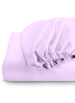 Rest Fitted Bedsheet 90X190+20Cm Breathable Plush Light Purple Fabric With Deep Pockets Machine Washable For Optimal Protection  - Image 2