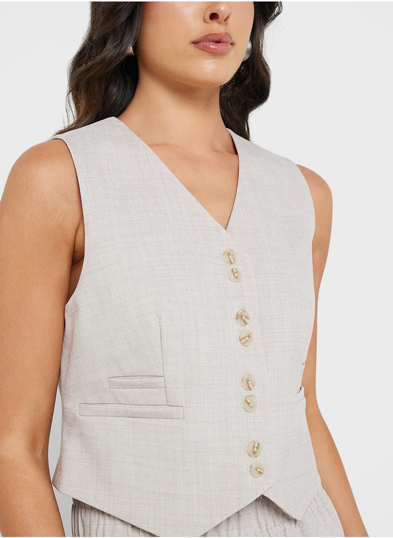 فيرو مودا Button Down Linen Waistcoat