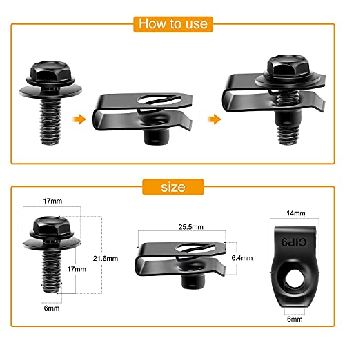 GOOACC GRC-70 35PCS Engine Under Cover Splash Shield Guard Body Bolts Bumper Fender Liner Push Retainer Fastener Rivet Clips , black - Image 2